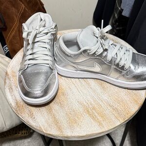 Nike Jordan Metallic Silver Low-Top Sneakers